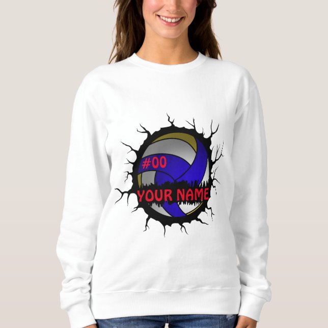 Volleyball Logo, Volleyball Custom Name Sweatshirt (Front)