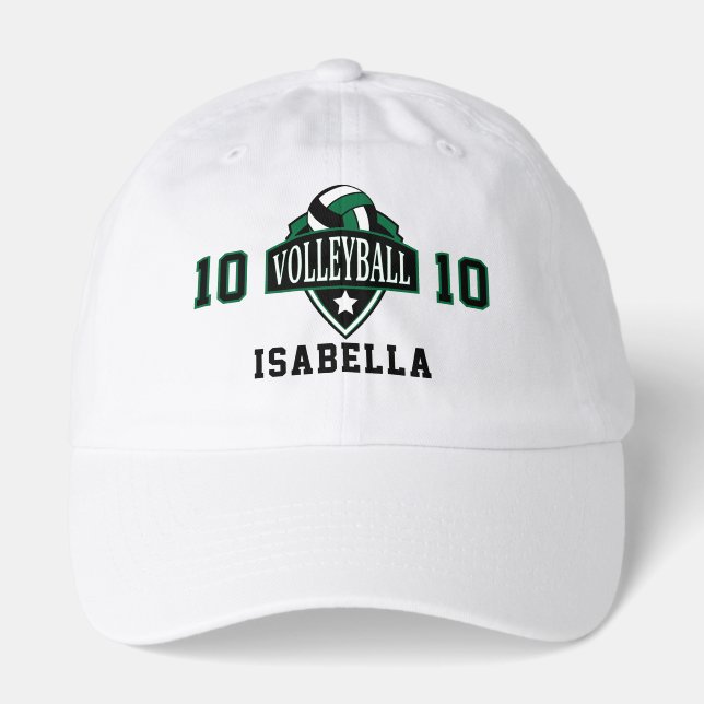 Volleyball Logo with DIY Number - Green  Hat (Front)