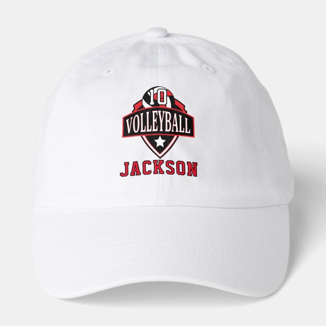 Volleyball Logo with DIY Number - Red Hat (Front)