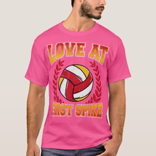Volleyball Love At First Spike Player Coach Team T T_Shirt
