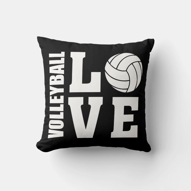 Volleyball Love Black Throw Pillow (Front)