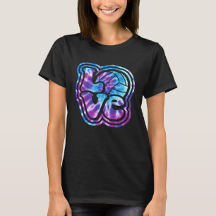 Volleyball LOVE Blue Purple Tie Dye Style Letterin T-Shirt
