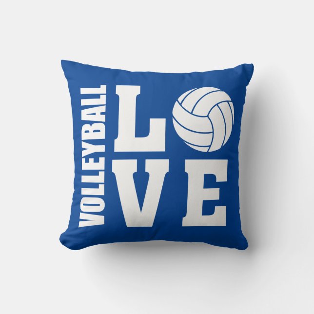 Volleyball Love Blue Throw Pillow (Front)