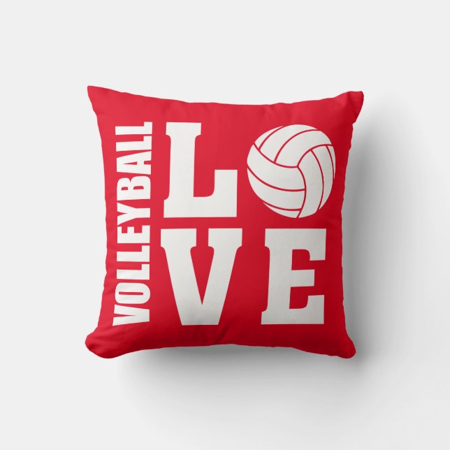 Volleyball Love Red Throw Pillow (Front)