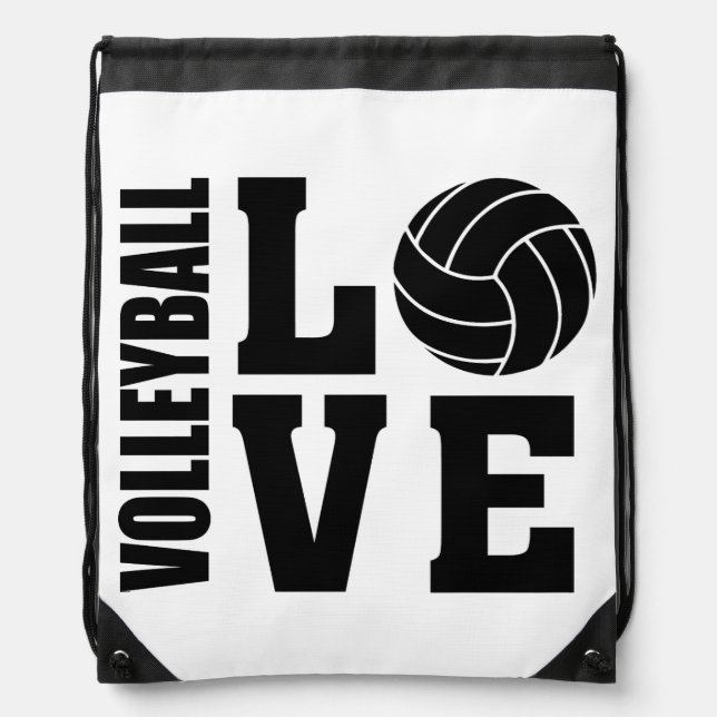 Volleyball Love, Volleyball Drawstring Bag (Front)