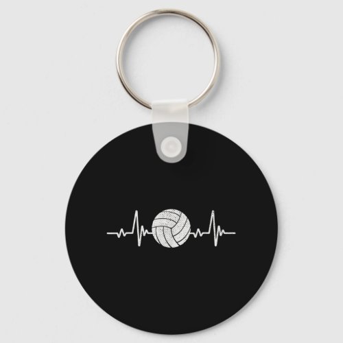 Volleyball Lover Heartbeat Vintage Retro Volleybal Keychain