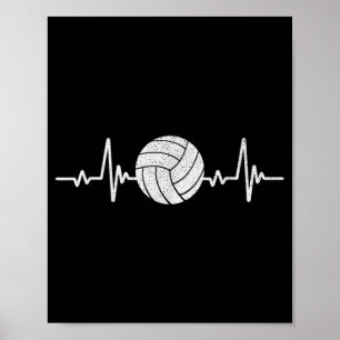 Volleyball Lover Heartbeat Vintage Retro Volleybal Poster