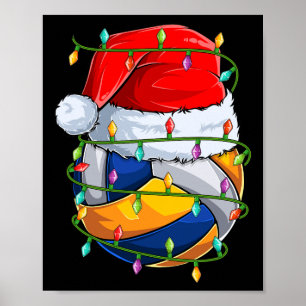 Volleyball Lover Xmas Lights Santa Volleyball Chri Poster