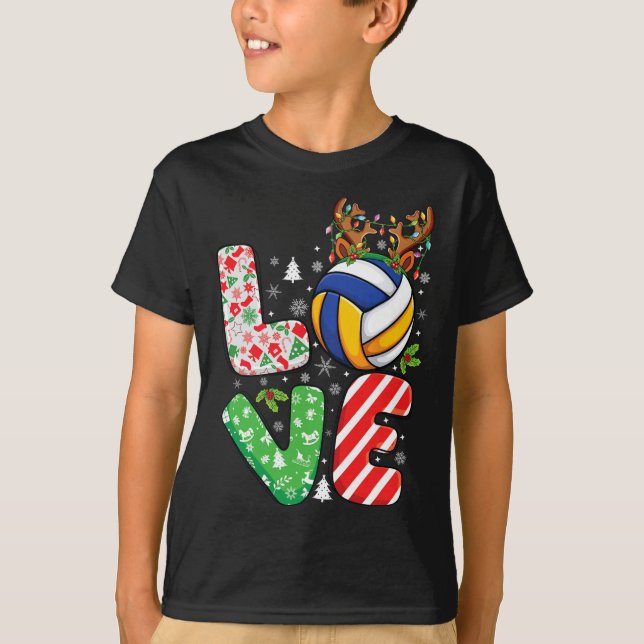 Volleyball Lovers Boys Girls Kids Xmas Christmas V T-Shirt (Front)
