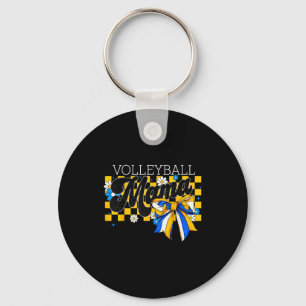 Volleyball Mama Mom Game Day Retro Flower Coquette Keychain