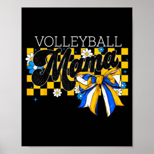 Volleyball Mama Mom Game Day Retro Flower Coquette Poster