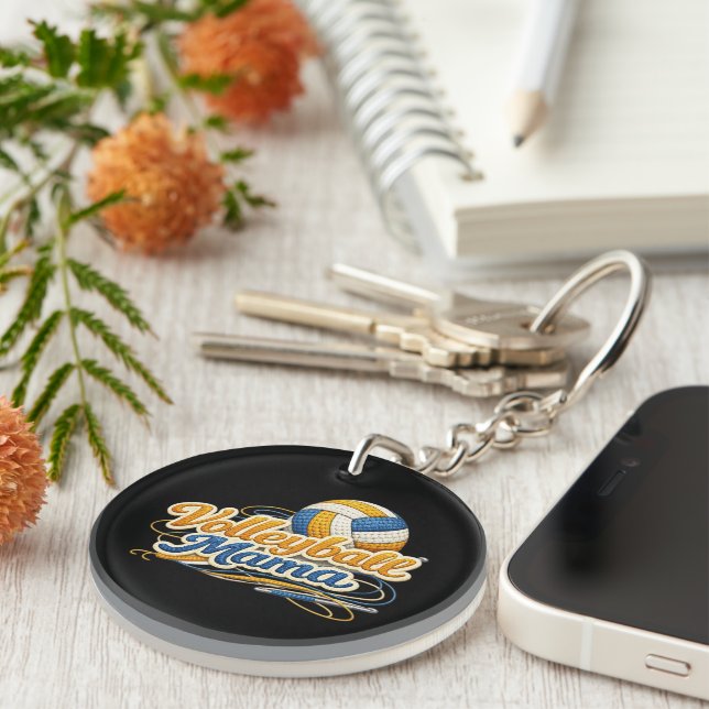 Volleyball Mama Personalized Keychain (Front Right)