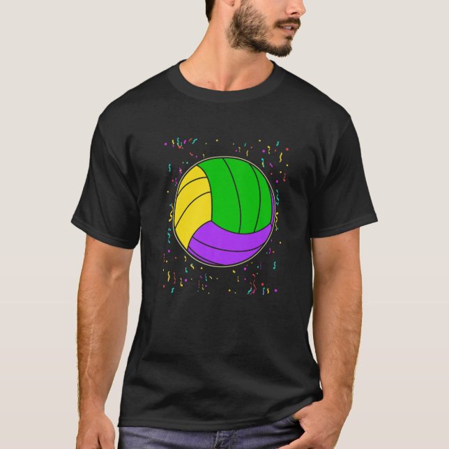Volleyball Mardi Gras Funny Festival Outfit Men Wo T-Shirt (Front)