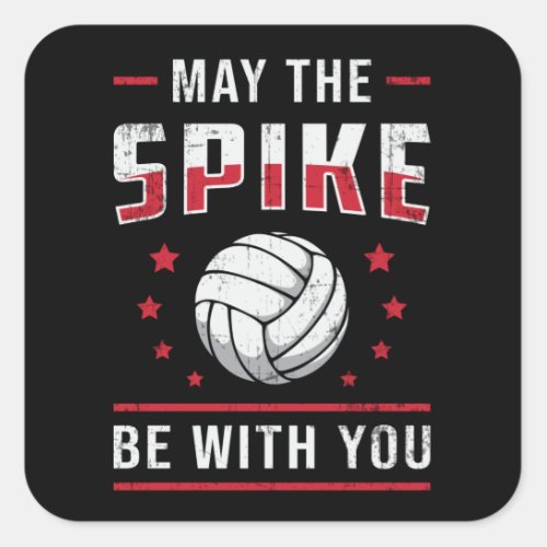 Volleyball May The Spike Be With You Retro Player Square Sticker