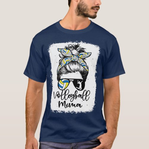Volleyball Mima Vintage Leopard Messy Bun Bleached T_Shirt