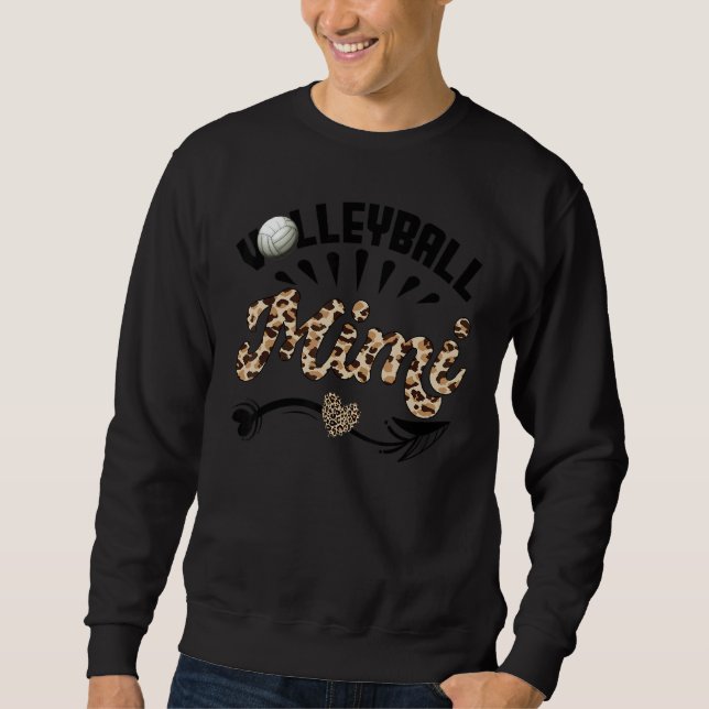 Volleyball Mimi Leopard  Ball Mom Mother's Day Sweatshirt (Front)