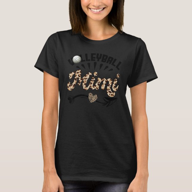 Volleyball Mimi Leopard  Ball Mom Mother's Day T-Shirt (Front)