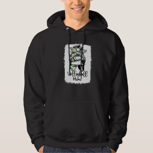 Volleyball Mimi Vintage Leopard Messy Bun Bleached Hoodie