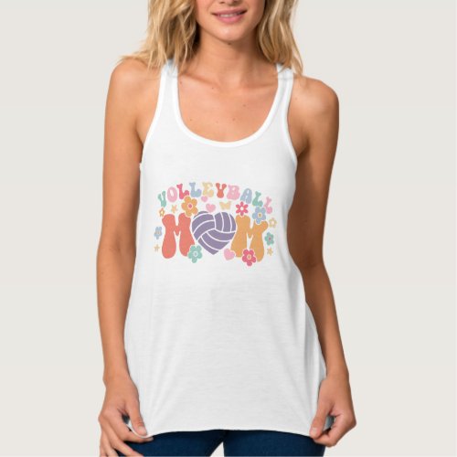 Volleyball Mom Ball Heart Floral Retro Tank Top
