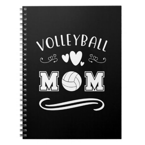 Volleyball Mom Black And White Typgraphy Text Notebook