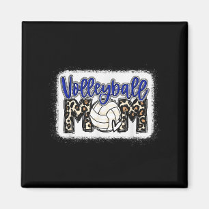 Volleyball Mom Blue Leopard 8 Magnet