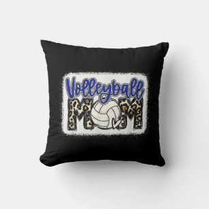 Volleyball Mom Blue Leopard 8 Throw Pillow