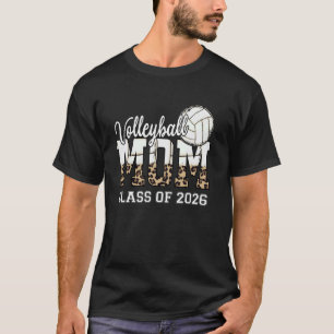 Volleyball Mom Class of 2026 Leopard Print T-Shirt