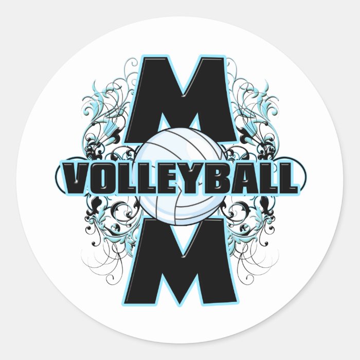 Volleyball Mom (cross).png Round Sticker