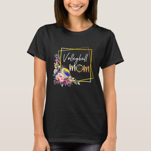 Volleyball mom Floral ball tee ball mom women 