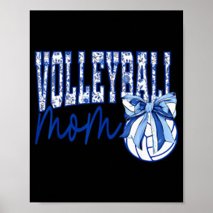 Volleyball Mom Floral Toile Blue Water Color Coque Poster