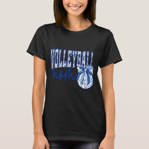 Volleyball Mom Floral Toile Blue Water Color Coque T-Shirt