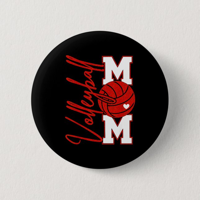 Volleyball Mom Game Day Mama Srts Volleyball Famil Button (Front)