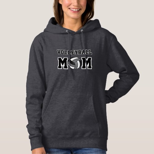 Volleyball Mom _ Gray White and Black Hoodie
