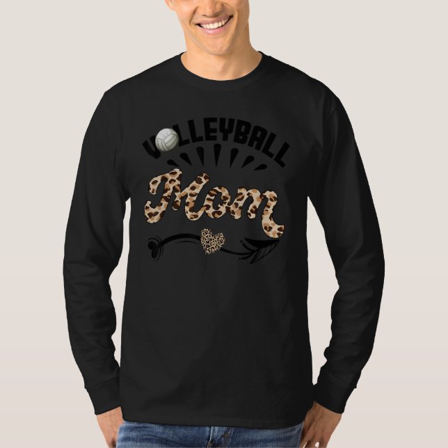 Volleyball Mom Leopard  Ball Mom Mother's Day T-Shirt (Front)