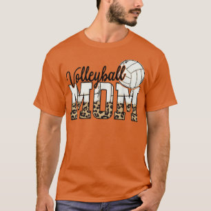 Volleyball Mom Leopard Beach Volley Mother's Day P T-Shirt