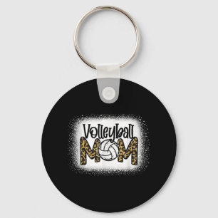 Volleyball Mom Leopard Bleached Fun Mother's Day W Keychain
