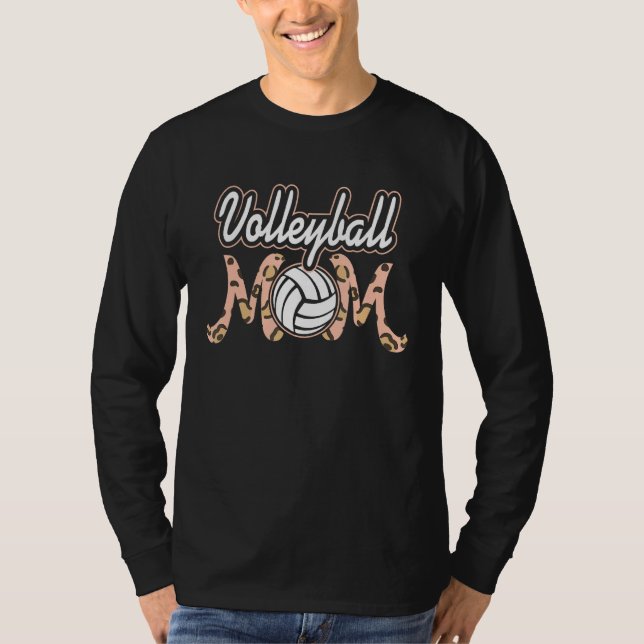 Volleyball Mom Leopard Cute Design T-Shirt (Front)