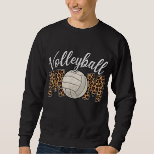 Volleyball Mom Leopard Funny Sport Ball Mom Mother Sweatshirt