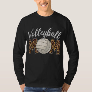 Volleyball Mom Leopard Funny Sport Ball Mom Mother T-Shirt