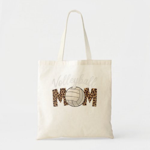 Volleyball Mom Leopard Funny Sport Ball Mom Mother Tote Bag