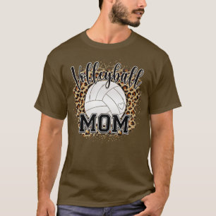 Volleyball Mom Leopard Print Proud Womens Cheetah  T-Shirt