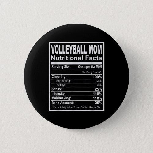 Volleyball Mom Nutritional Facts  Button