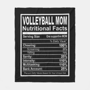 Volleyball Mom Nutritional Facts Fleece Blanket