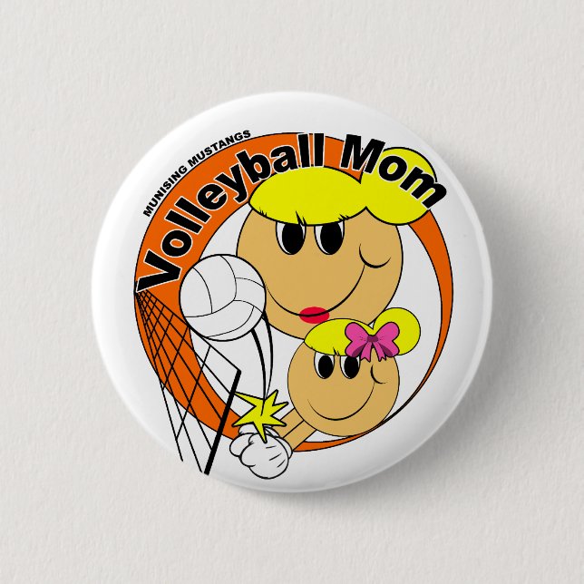 Volleyball Mom Pinback Button (Front)