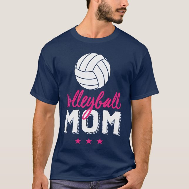 Volleyball Mom Proud Mother And Sports Parents fam T-Shirt (Front)