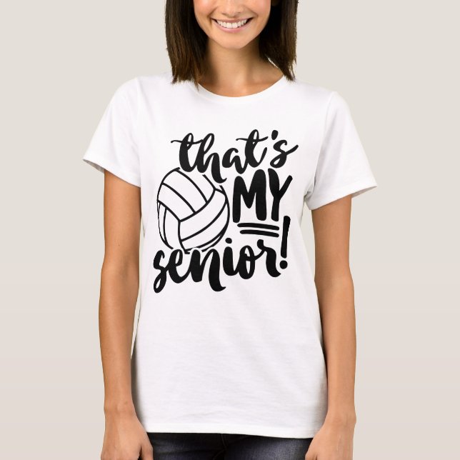 Volleyball Mom Senior Player Jersey Number & Name T-Shirt (Front)