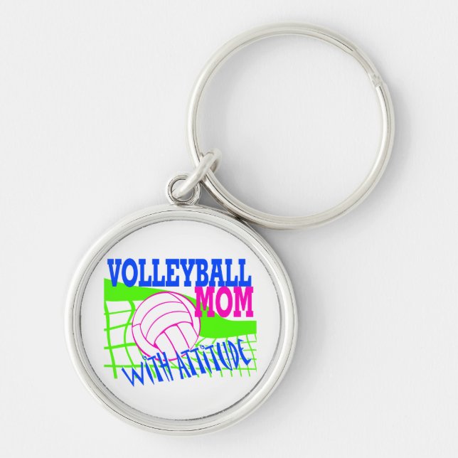 Volleyball Mom With Attitude Keychain (Front)