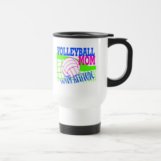 Volleyball Mom With Attitude Travel Mug (Right)