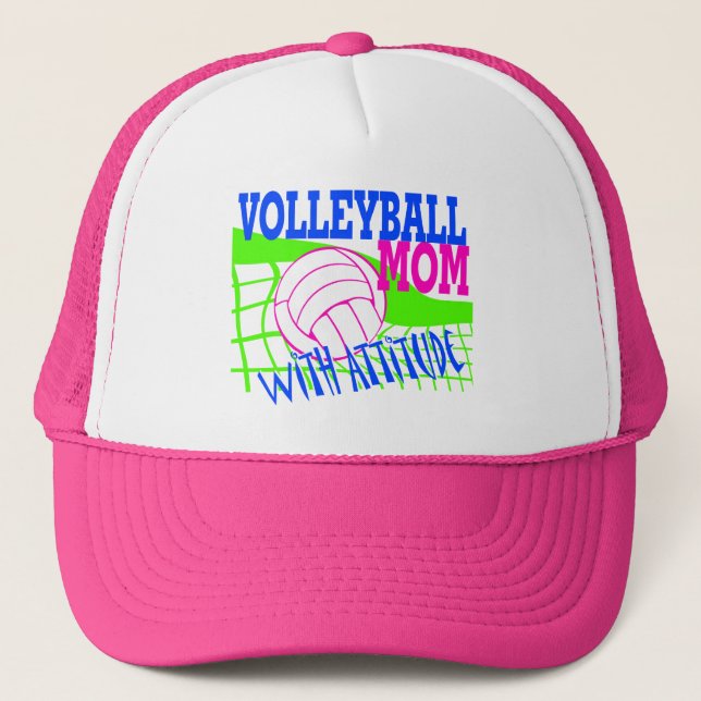 Volleyball Mom With Attitude Trucker Hat (Front)