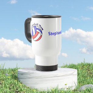 Volleyball Mom With Name Travel Mug